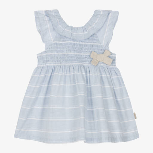 Tutto Piccolo-فستان مخطط ناعم باللون الأزرق للبنات | Childrensalon Outlet