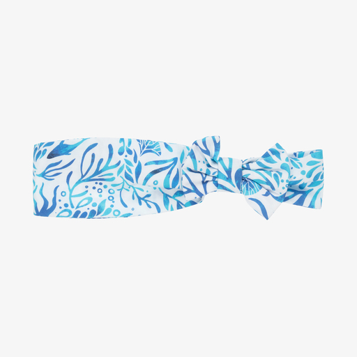 Tutto Piccolo-Girls White & Blue Headband | Childrensalon Outlet