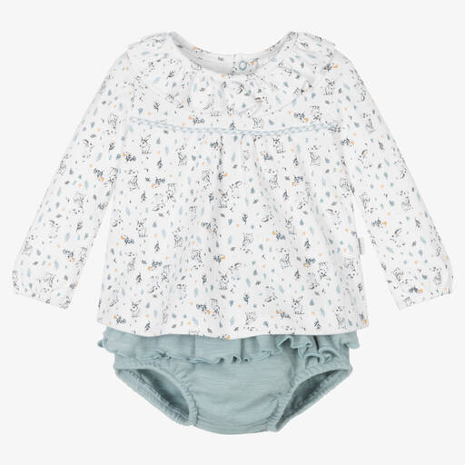 Tutto Piccolo-Ensemble short blanc vert Fille | Childrensalon Outlet