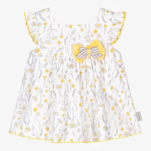 Tutto Piccolo-Girls White & Yellow Dress Set | Childrensalon Outlet