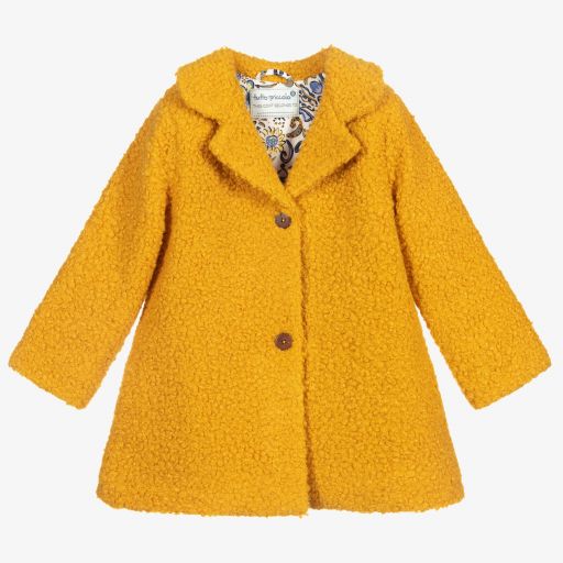 Tutto Piccolo-Girls Yellow Bouclé Coat | Childrensalon Outlet