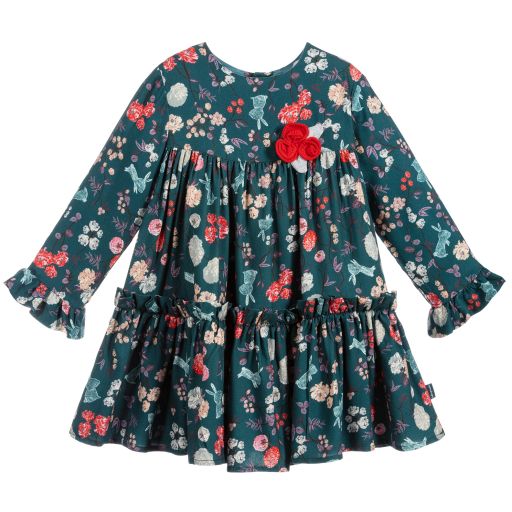 Tutto Piccolo-Green Floral Dress Set | Childrensalon Outlet