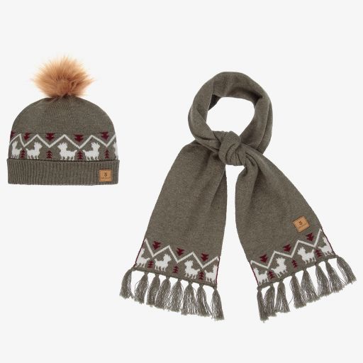 Tutto Piccolo-Шапка и шарф цвета хаки | Childrensalon Outlet