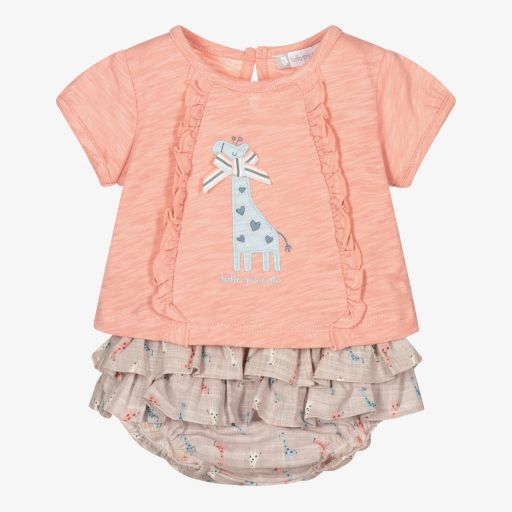 Tutto Piccolo-Pink & Beige Cotton Shorts Set | Childrensalon Outlet