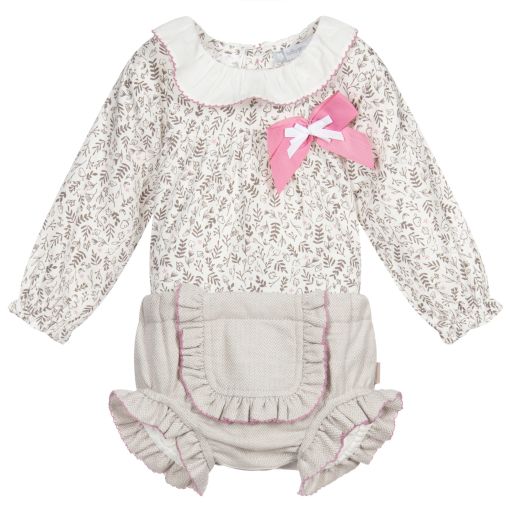 Tutto Piccolo-Pink & Beige Shorts Set | Childrensalon Outlet