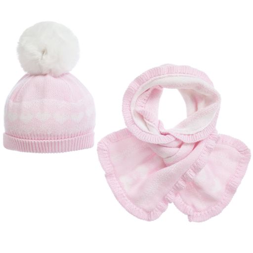 Tutto Piccolo-Комплект из розовой шапки и шарфа | Childrensalon Outlet