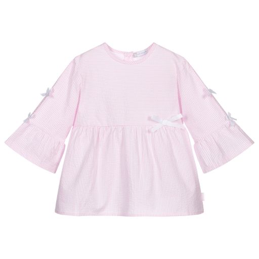 Tutto Piccolo-Розовый хлопковый топ в тонкую полоску | Childrensalon Outlet