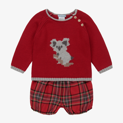 Tutto Piccolo-Red Cotton Baby Shorts Set | Childrensalon Outlet