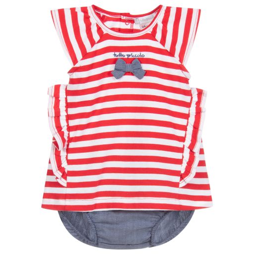Tutto Piccolo-Red Stripe Dress Set | Childrensalon Outlet