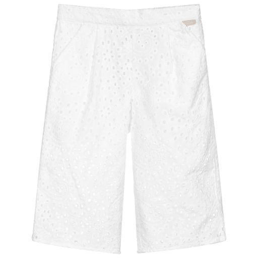 Tutto Piccolo-White Lacy Cotton Culottes | Childrensalon Outlet