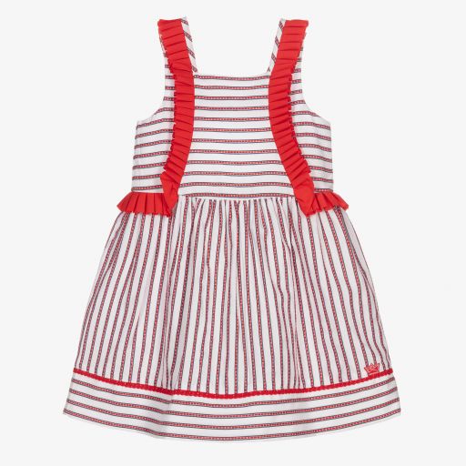 Tutto Piccolo-Бело-красное платье в полоску | Childrensalon Outlet