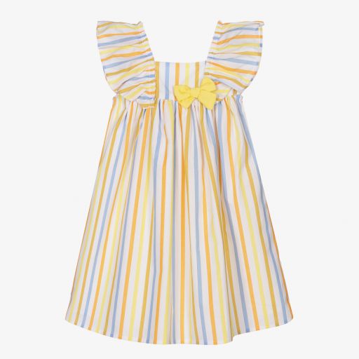 Tutto Piccolo-Robe jaune rayée en coton | Childrensalon Outlet