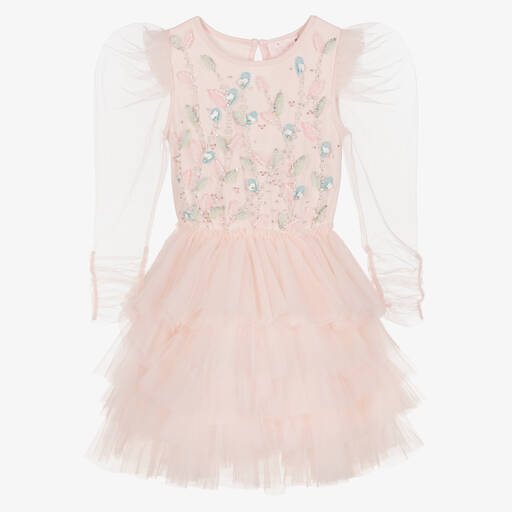 Tutu du Monde-Girls Pale Pink Embellished Tulle Dress | Childrensalon Outlet