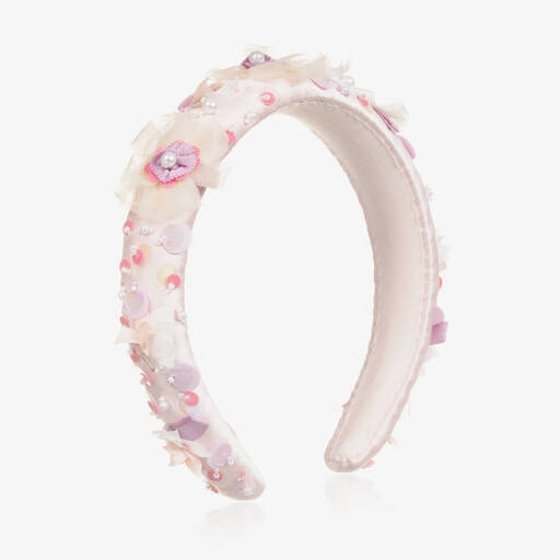 Tutu du Monde-Girls Pink Sequin & Faux Pearl Hairband | Childrensalon Outlet
