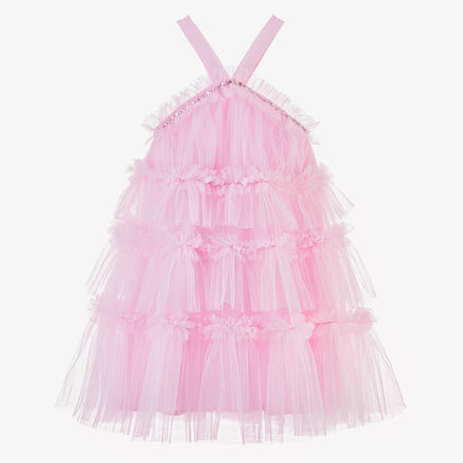 Tutu du Monde-Girls Pink Tiered Ruffle Tulle Dress | Childrensalon Outlet