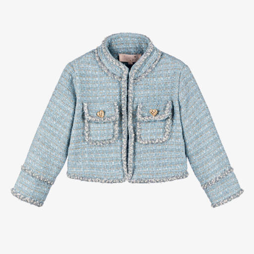 Tutu du Monde-Girls Sparkling Blue Tweed Jacket | Childrensalon Outlet