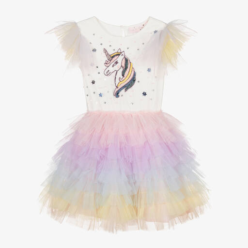 Tutu du Monde-Girls Unicorn Ivory & Rainbow Dress | Childrensalon Outlet
