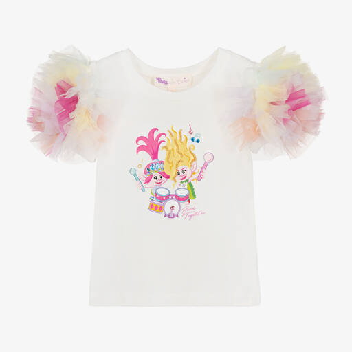 Tutu du Monde-T-shirt blanc en coton Trolls fille | Childrensalon Outlet