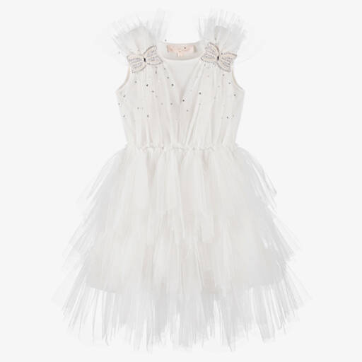 Tutu du Monde-Girls White Glitter Tulle Gown | Childrensalon Outlet