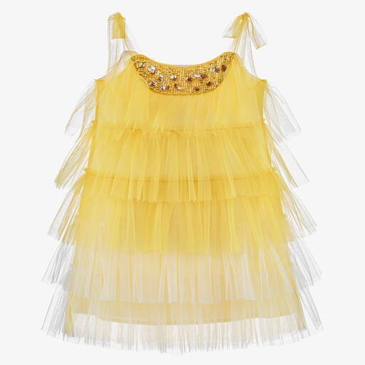 Tutu du Monde-فستان تول لون أصفر مزين بترتر | Childrensalon Outlet