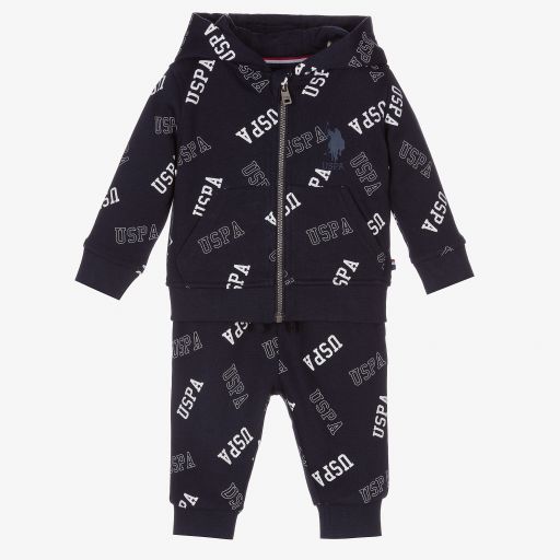 U.S. Polo Assn.-Baby Boys Blue Logo Tracksuit | Childrensalon Outlet