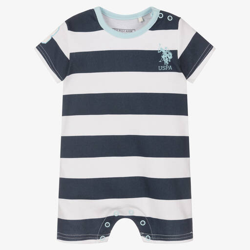 U.S. Polo Assn.-Baby Boys Blue Striped Shortie | Childrensalon Outlet