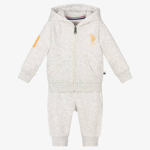 U.S. Polo Assn.-Baby Boys Grey Hooded Tracksuit | Childrensalon Outlet