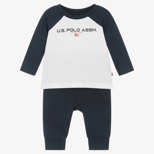 U.S. Polo Assn.-Baby Boys Navy Blue Cotton Trouser Set | Childrensalon Outlet