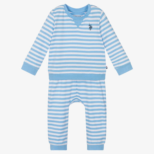 U.S. Polo Assn.-Baby Boys Striped Trouser Set | Childrensalon Outlet