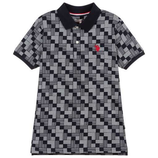 U.S. Polo Assn.-Blue & White Cotton Polo Shirt | Childrensalon Outlet