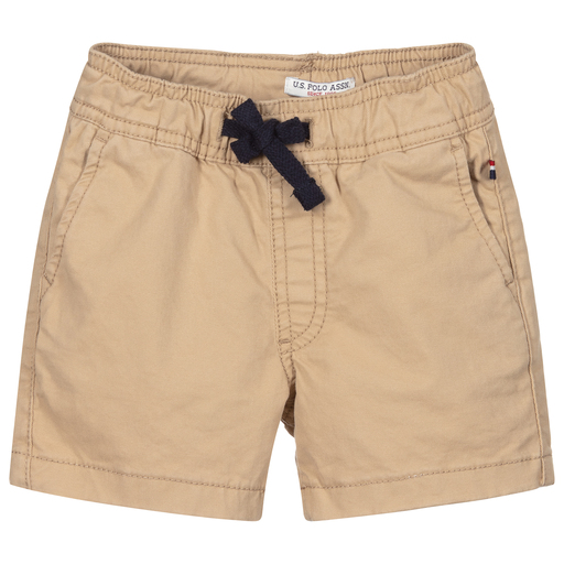 U.S. Polo Assn.-Boys Beige Cotton Twill Shorts | Childrensalon Outlet