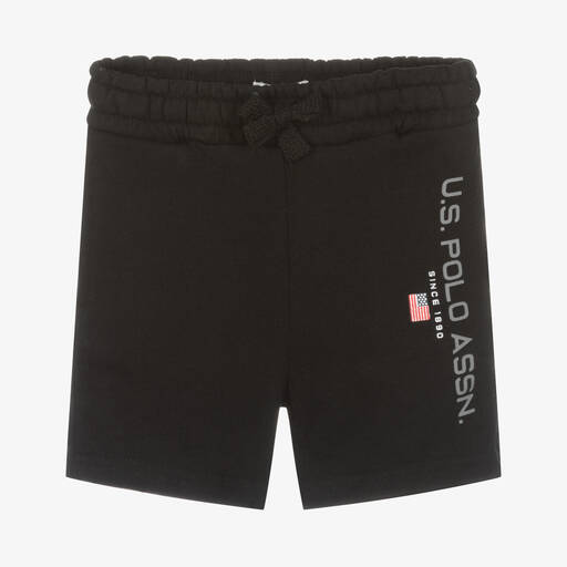 U.S. Polo Assn.-Boys Black Cotton Logo Shorts | Childrensalon Outlet