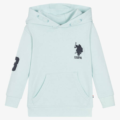 U.S. Polo Assn.-Boys Blue Cotton Logo Hoodie | Childrensalon Outlet