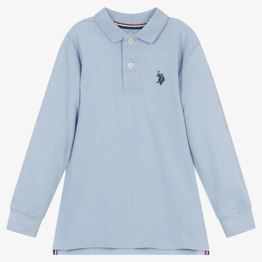 U.S. Polo Assn.-Boys Blue Cotton Polo Shirt | Childrensalon Outlet