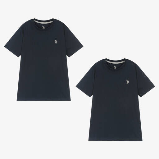 U.S. Polo Assn.-Boys Blue Cotton T-Shirts (2 Pack) | Childrensalon Outlet