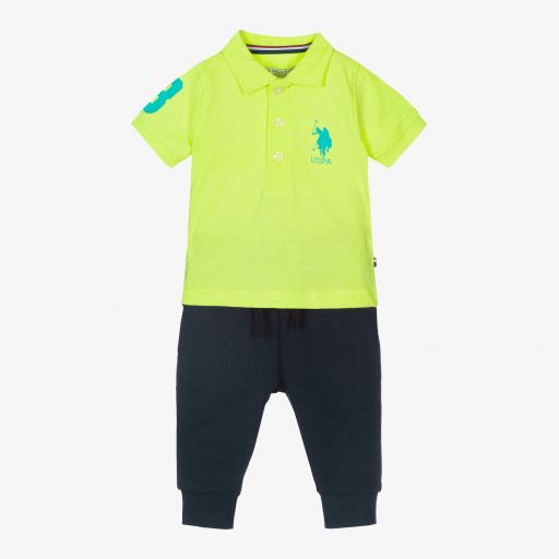 U.S. Polo Assn.-Boys Blue & Green Trouser Set | Childrensalon Outlet