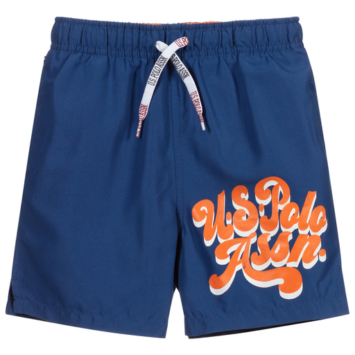 U.S. Polo Assn.-Boys Blue Logo Swim Shorts | Childrensalon Outlet