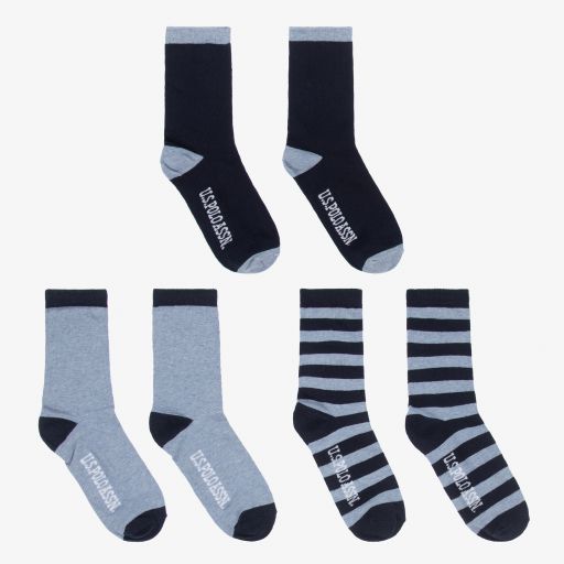 U.S. Polo Assn.-Boys Blue Socks (3 Pack) | Childrensalon Outlet