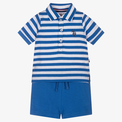 U.S. Polo Assn.-Boys Blue Striped Shorts Set | Childrensalon Outlet