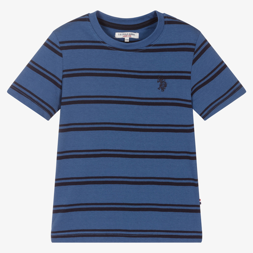 U.S. Polo Assn.-Boys Blue Striped T-Shirt | Childrensalon Outlet
