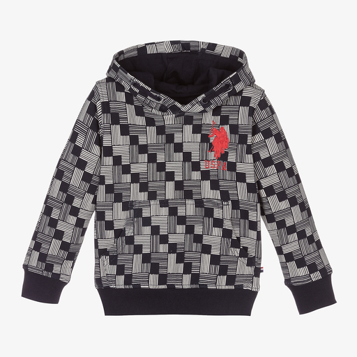 U.S. Polo Assn.-Boys Blue & White Logo Hoodie | Childrensalon Outlet