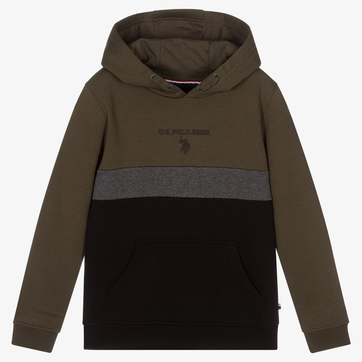 U.S. Polo Assn.-Boys Green & Black Hoodie | Childrensalon Outlet