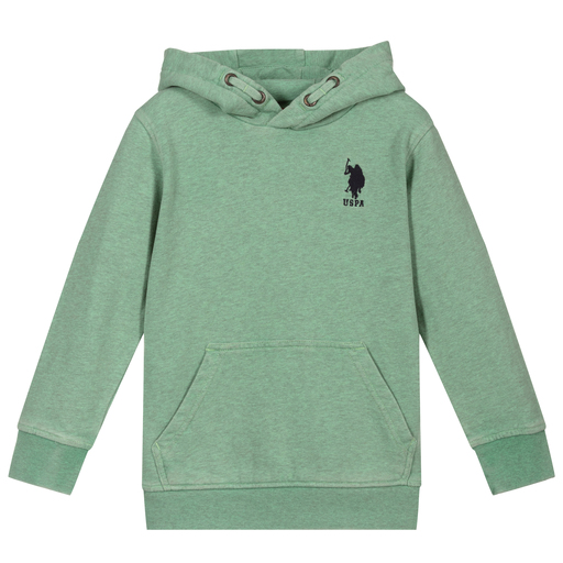 U.S. Polo Assn.-Boys Green Cotton Logo Hoodie | Childrensalon Outlet