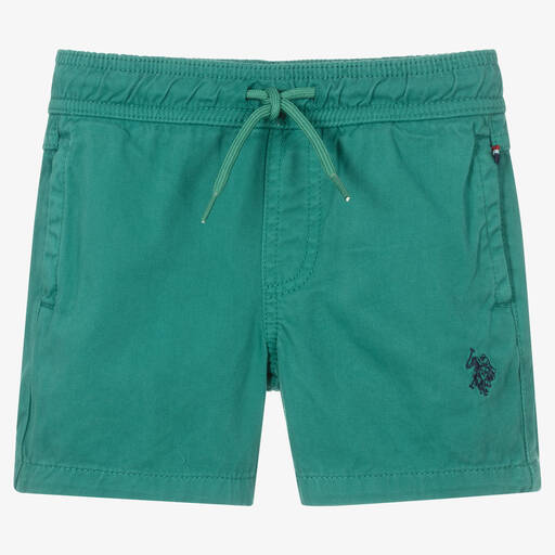 U.S. Polo Assn.-Boys Green Cotton Shorts | Childrensalon Outlet