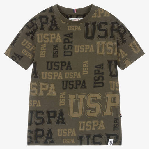 U.S. Polo Assn.-Boys Green Cotton Varsity T-Shirt | Childrensalon Outlet
