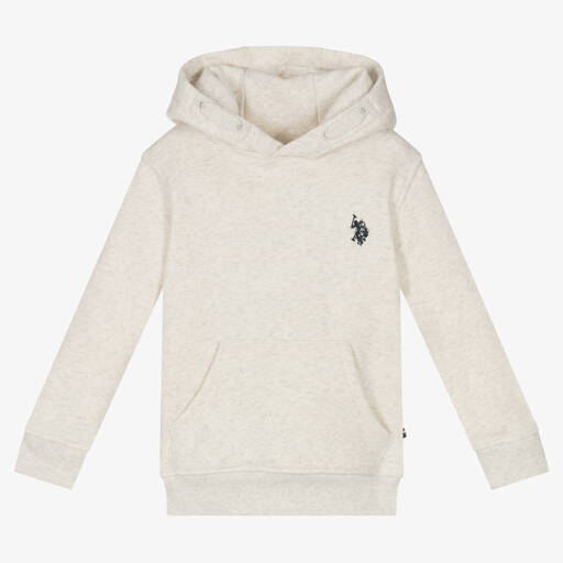 U.S. Polo Assn.-Boys Grey Cotton Logo Hoodie | Childrensalon Outlet