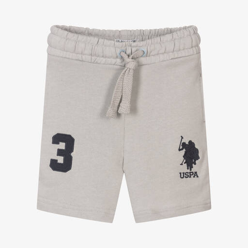U.S. Polo Assn.-Boys Grey Cotton Logo Shorts | Childrensalon Outlet