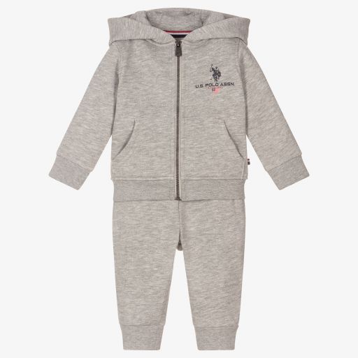 U.S. Polo Assn.-Boys Grey Cotton Tracksuit | Childrensalon Outlet