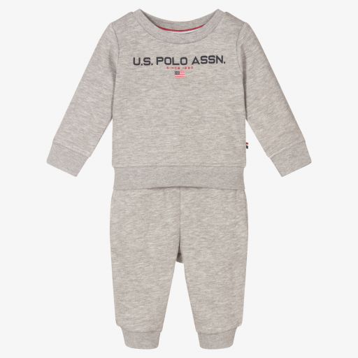 U.S. Polo Assn.-Boys Grey Cotton Tracksuit | Childrensalon Outlet