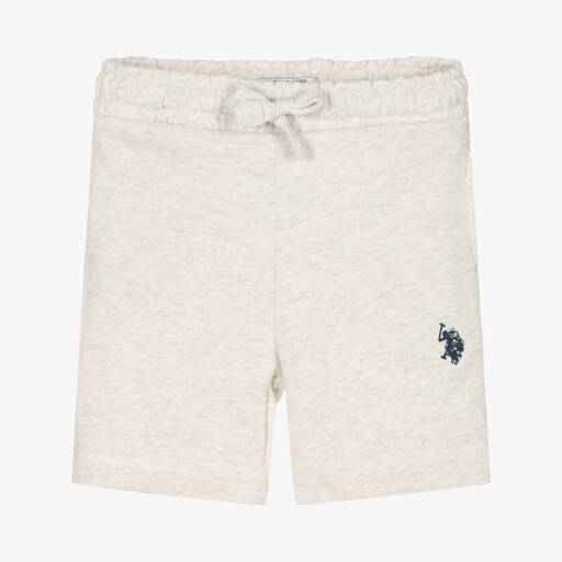 U.S. Polo Assn.-Boys Grey Marl Cotton Logo Shorts | Childrensalon Outlet